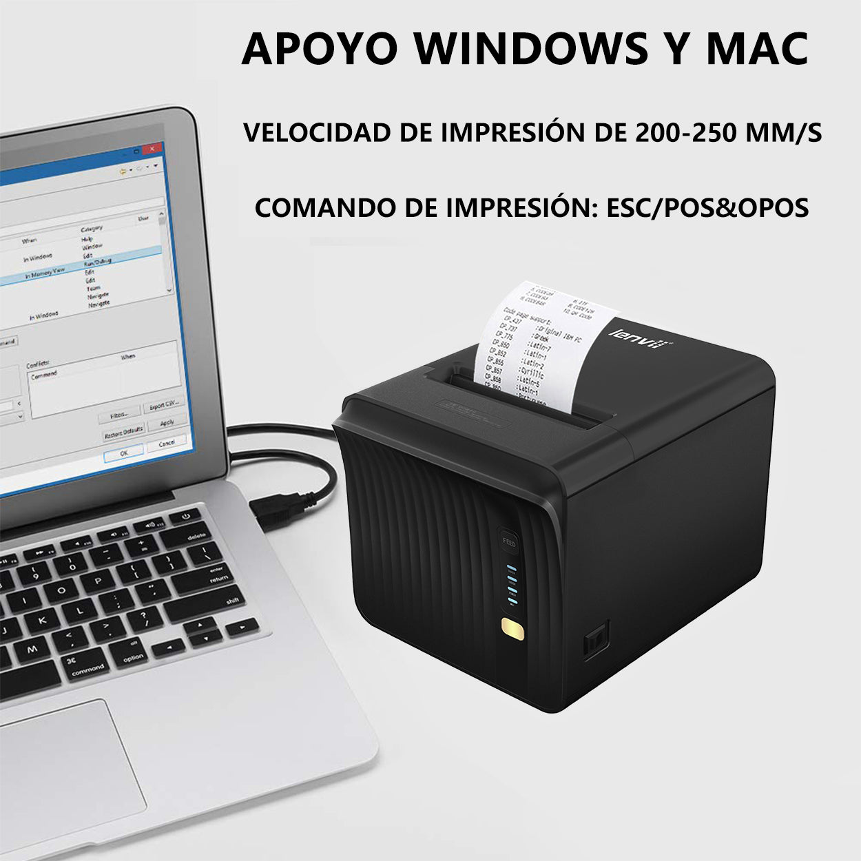 LENVII R382 3Inch/80MM Wired Thermal Receipt Printer for Kiosk Self-Service Ordering