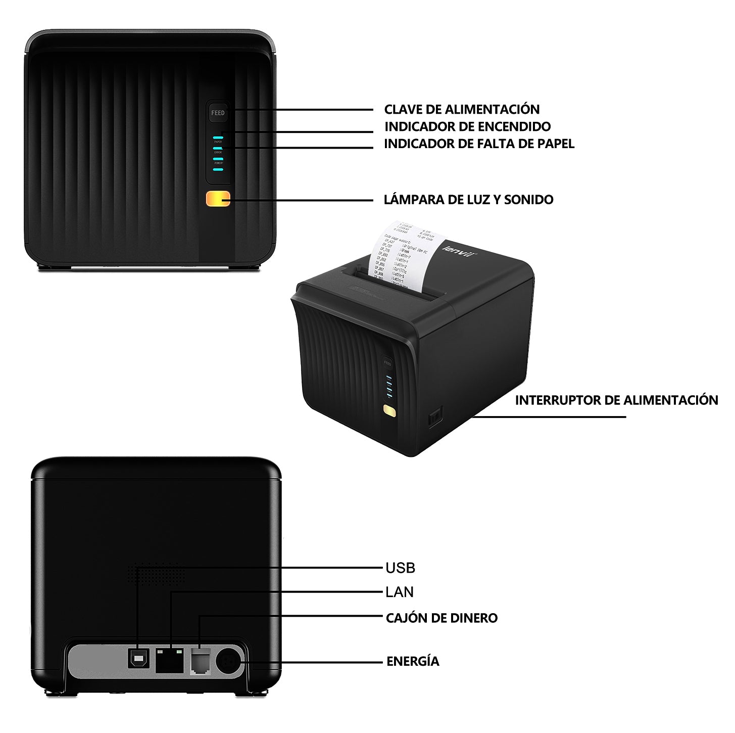 LENVII R382 3Inch/80MM Wired Thermal Receipt Printer for Kiosk Self-Service Ordering