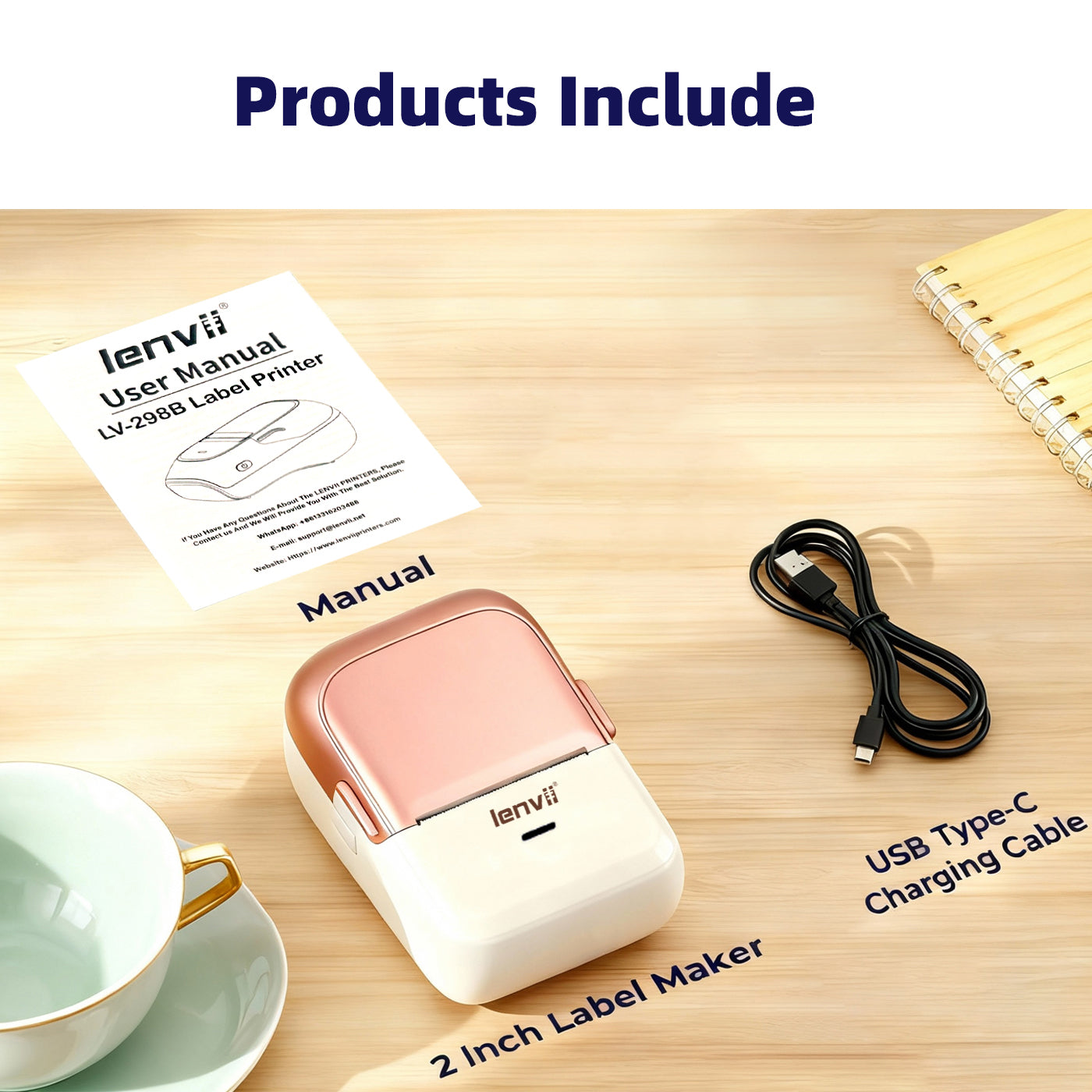 LENVII LV-298B Portable Thermal Label Printer 203DPI