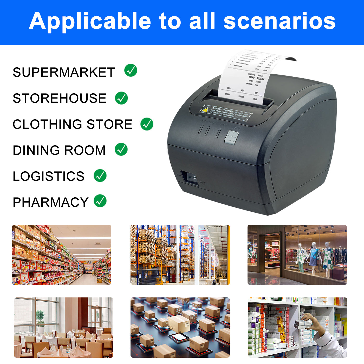 LENVII L385 3Inch/80MM Wired Thermal Receipt Printer