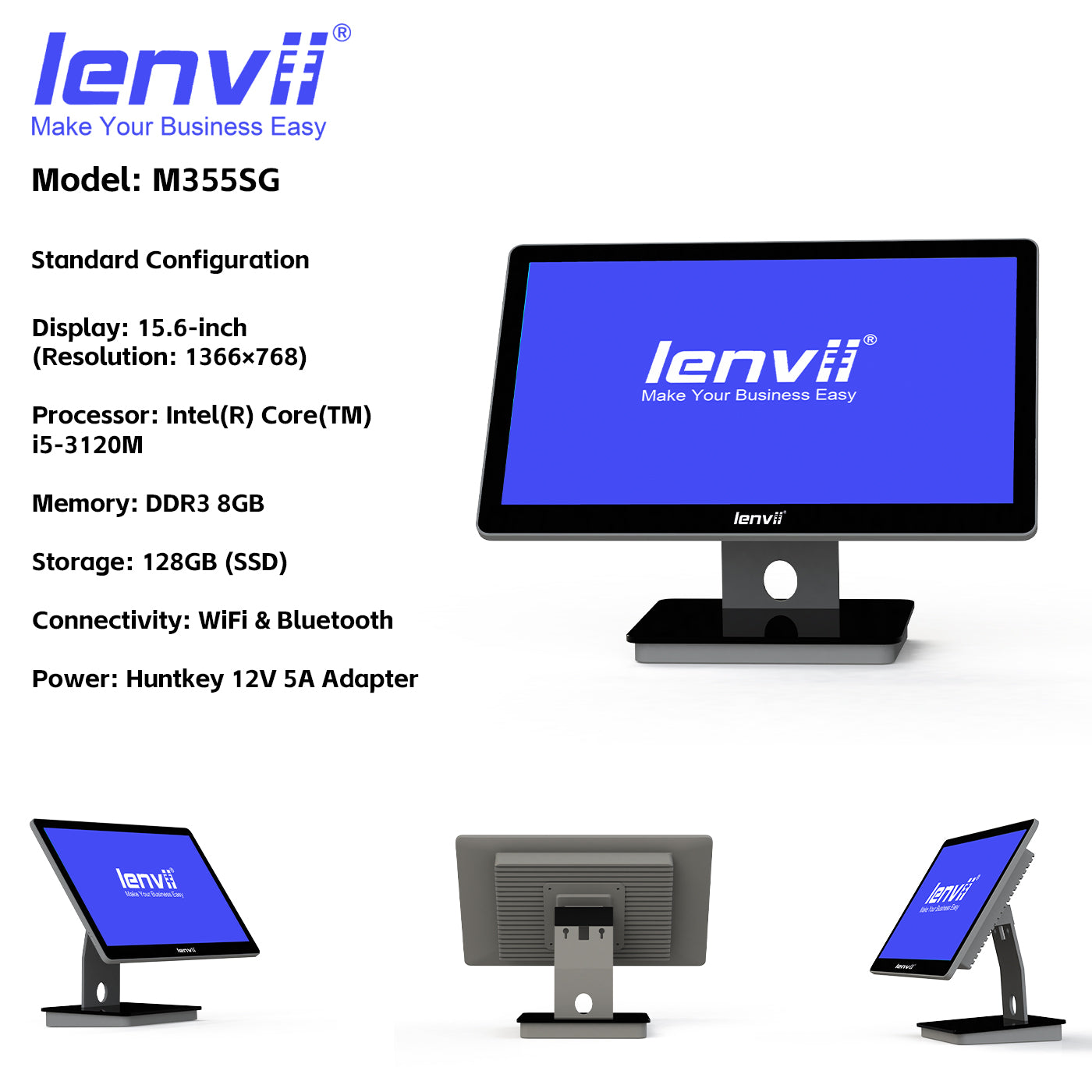 LENVII M355SG 15.6" Premium Windows POS Terminal | All-in-One Touch Cash Register