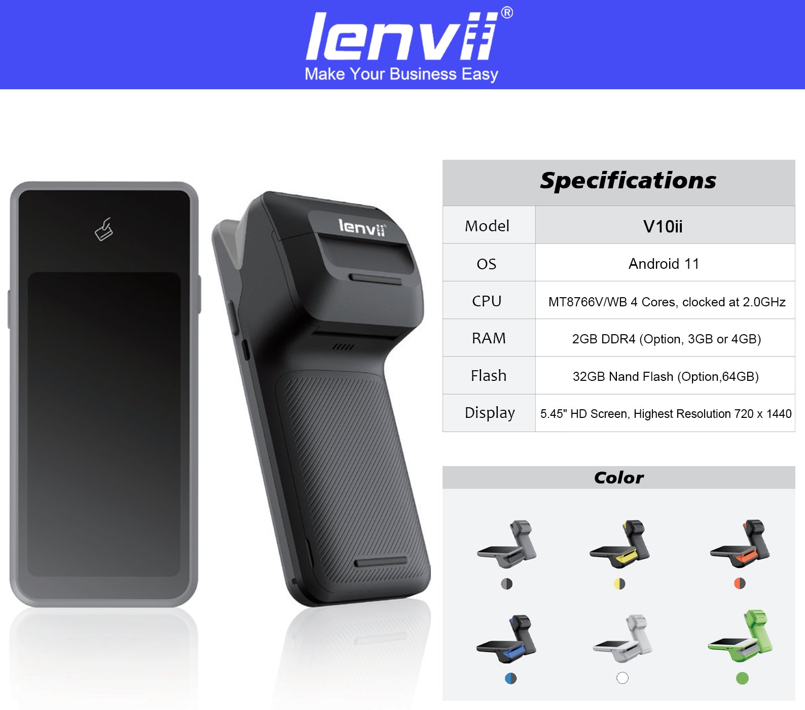 LENVII V10ii Handheld POS Terminal