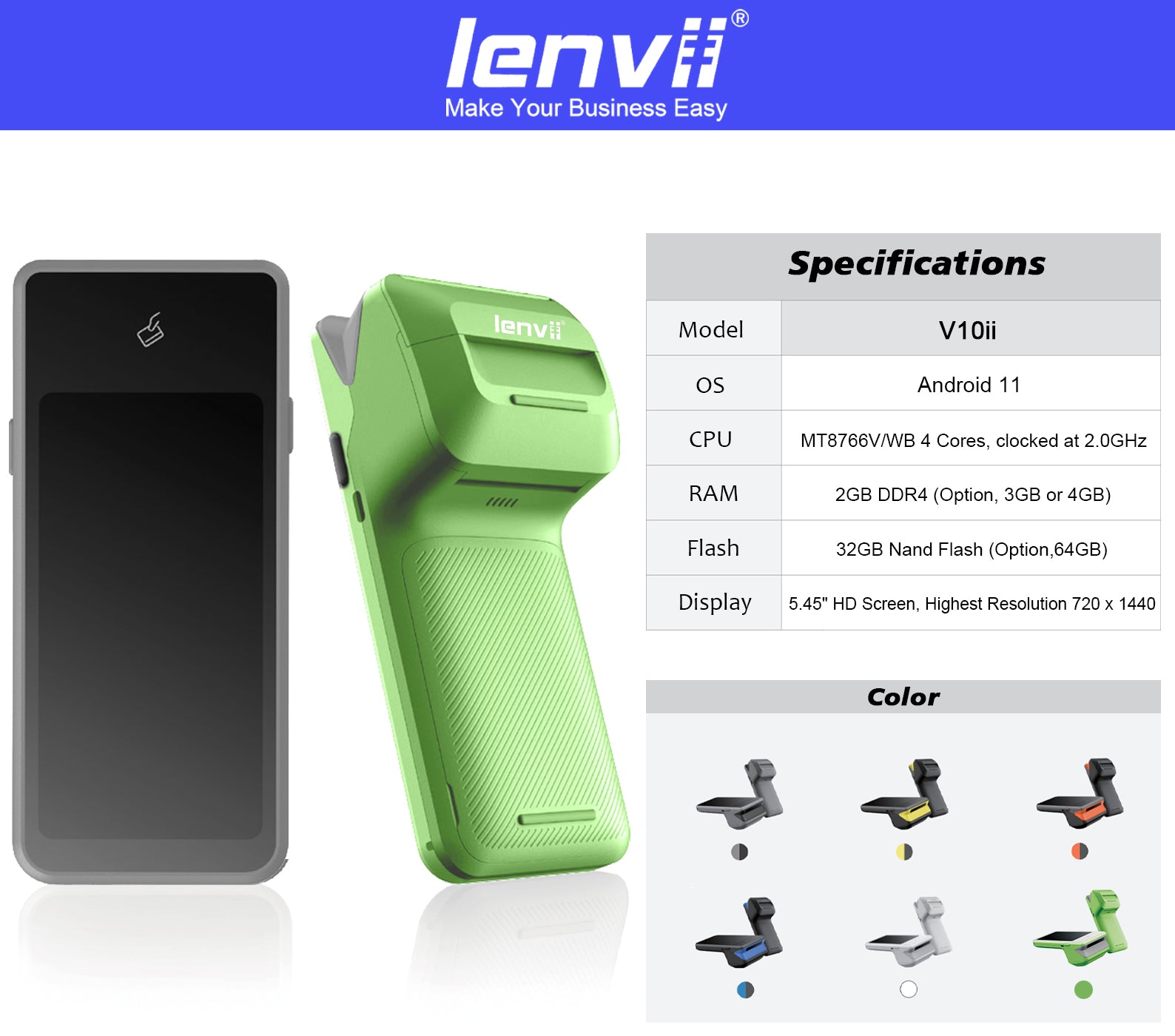 LENVII V10ii Handheld POS Terminal