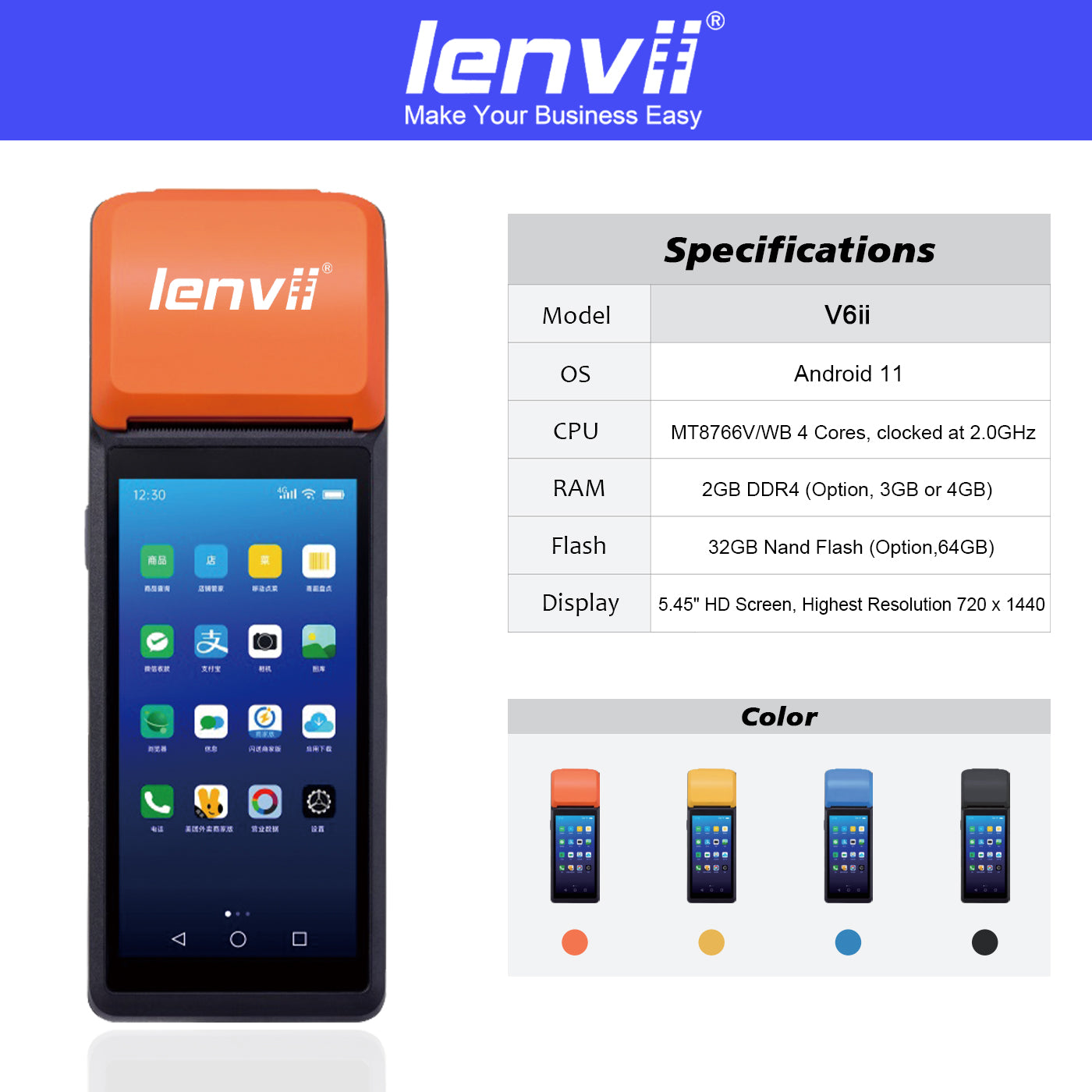 LENVII V6ii Handheld POS Terminal