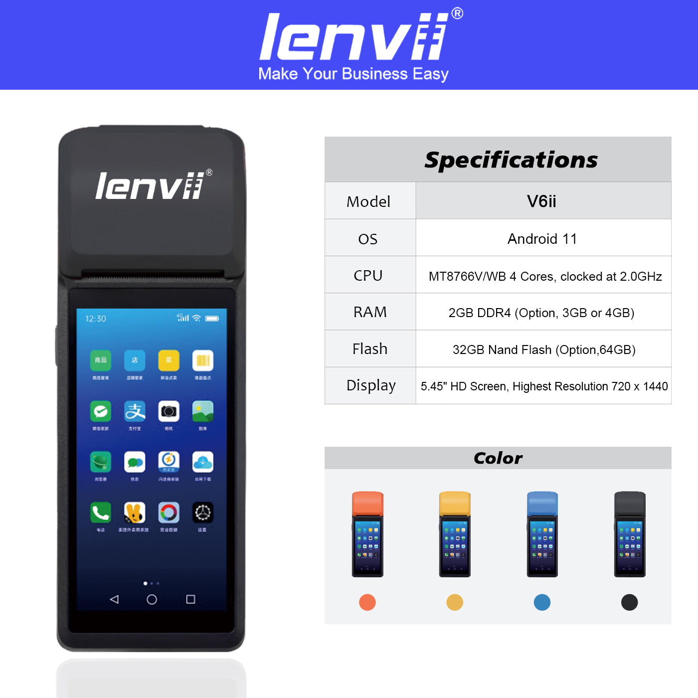 LENVII V6ii Handheld POS Terminal
