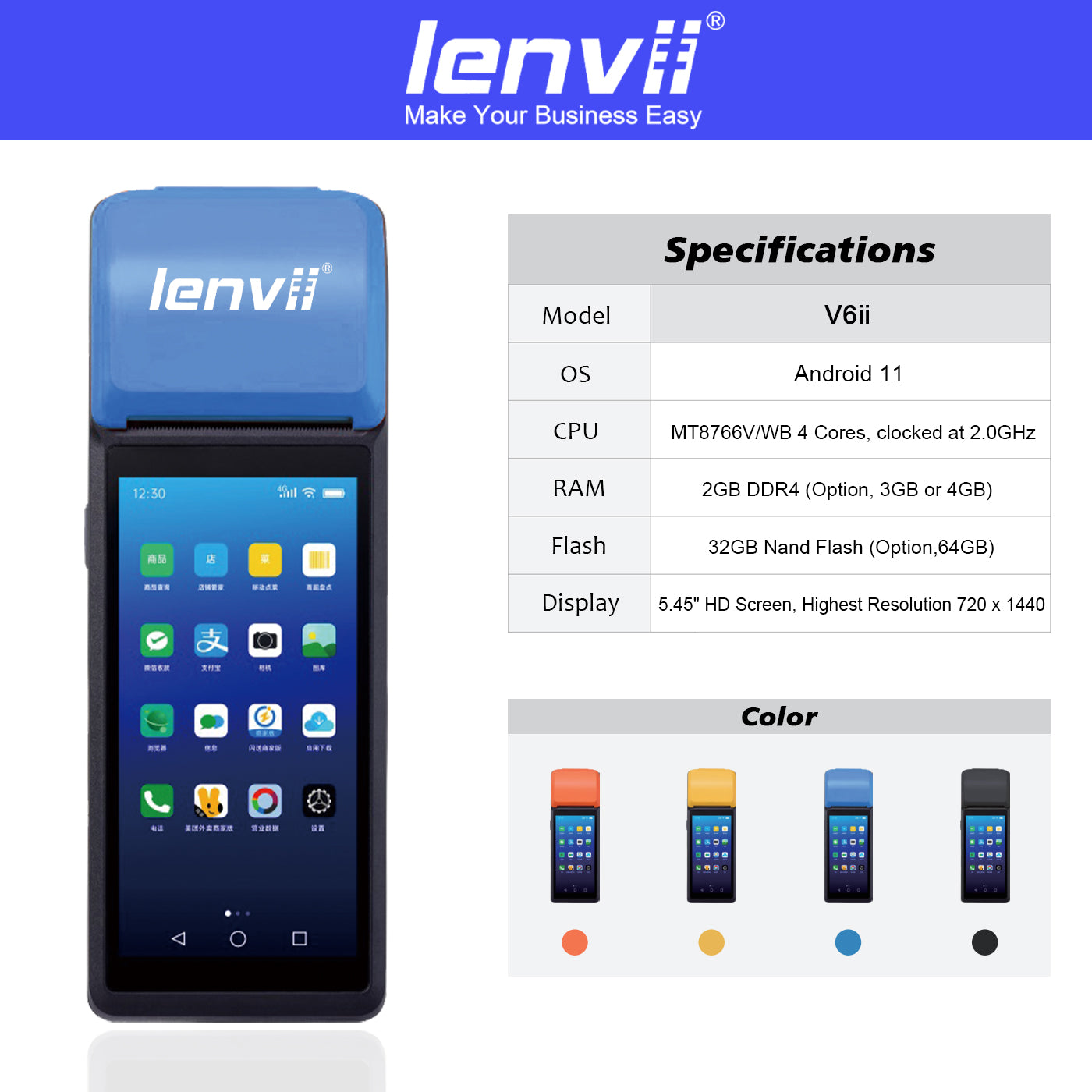 LENVII V6ii Handheld POS Terminal