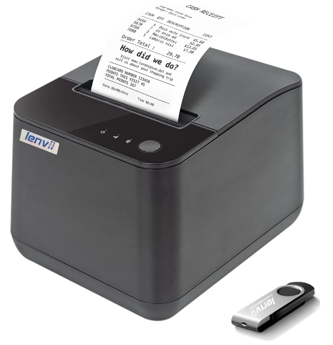 LENVII R380 80MM Thermal Receipt Printer with Auto Cutter丨For School Cafeterias/ Library Fines