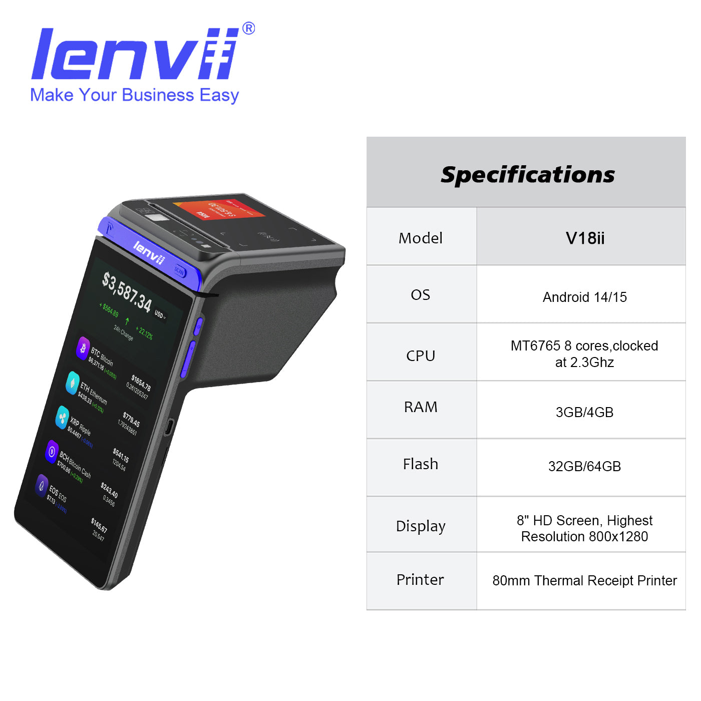 LENVII V18ii Handheld POS Terminal