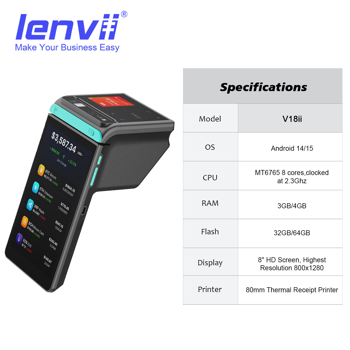 LENVII V18ii Handheld POS Terminal
